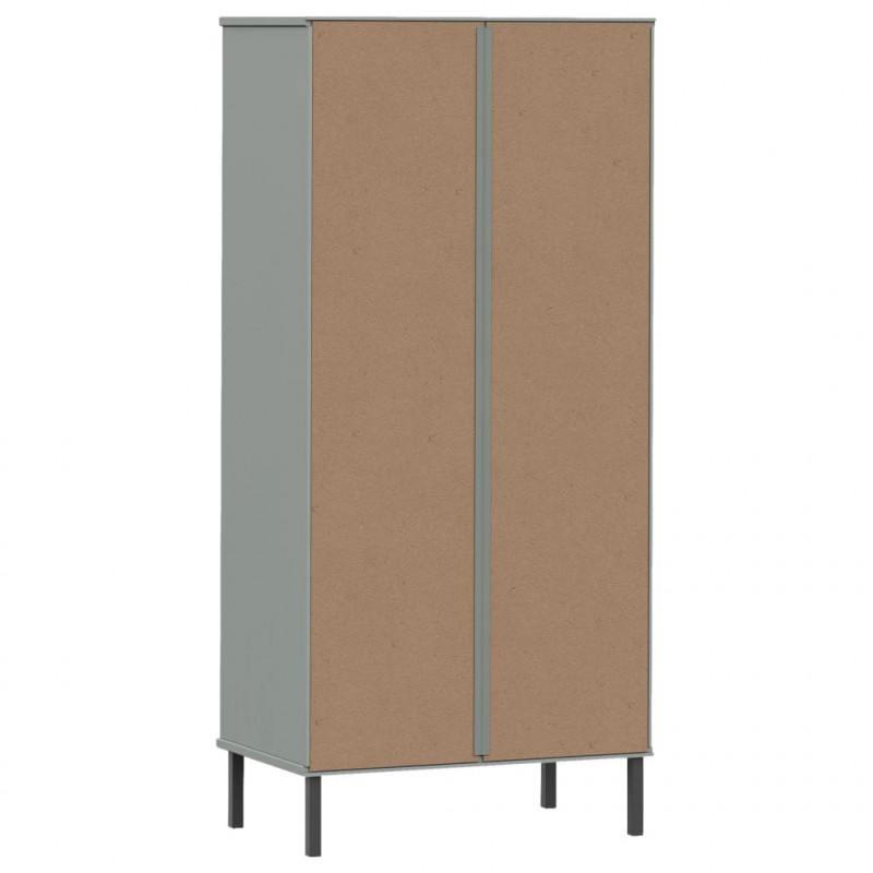 Regał OSLO z 2 szufladami, szary, 60x35x128,5 cm, lite drewno