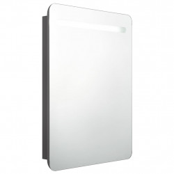 Szafka łazienkowa z lustrem i LED, szara, 60x11x80 cm