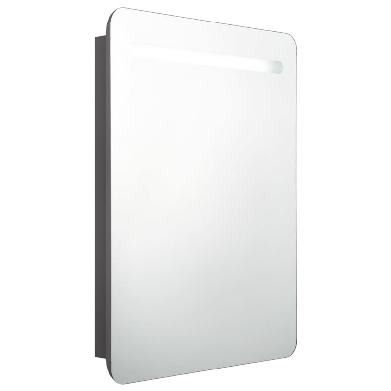 Szafka łazienkowa z lustrem i LED, szara, 60x11x80 cm