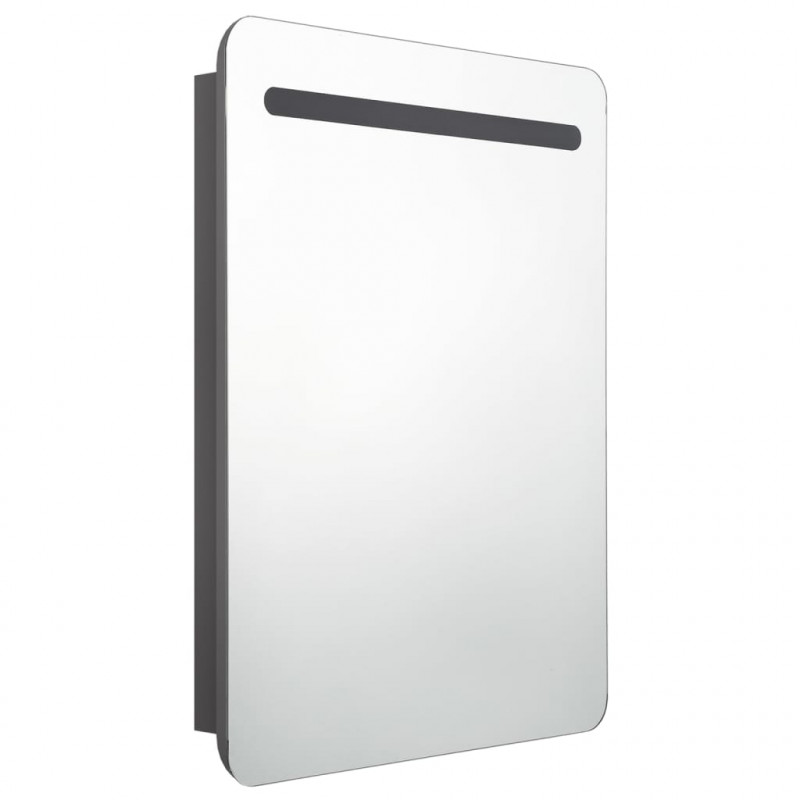 Szafka łazienkowa z lustrem i LED, szara, 60x11x80 cm