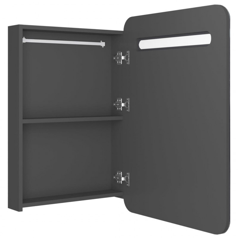 Szafka łazienkowa z lustrem i LED, szara, 60x11x80 cm