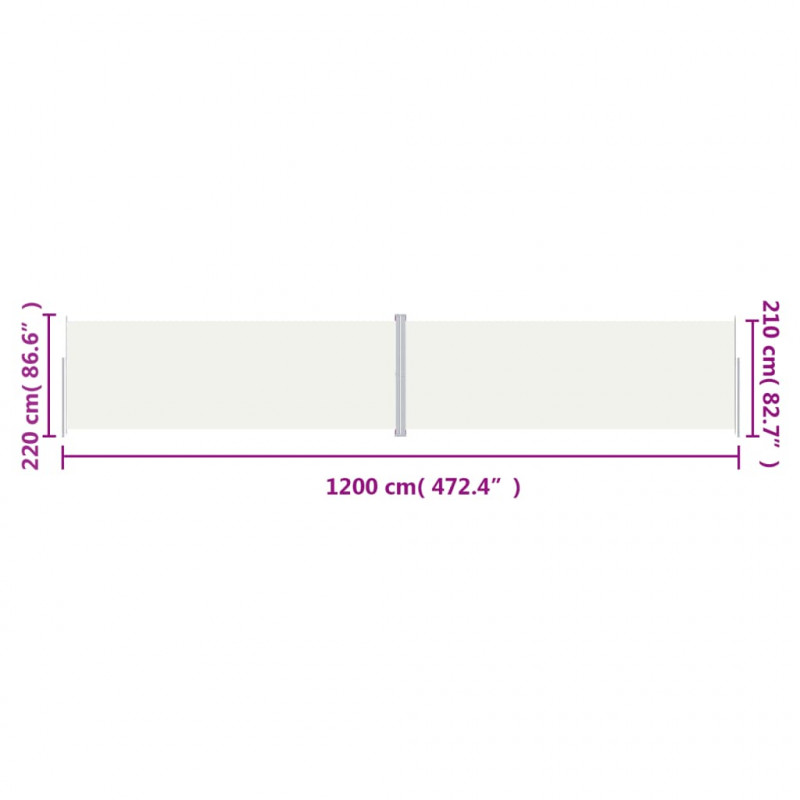 Zwijana markiza boczna, kremowa, 220 x 1200 cm