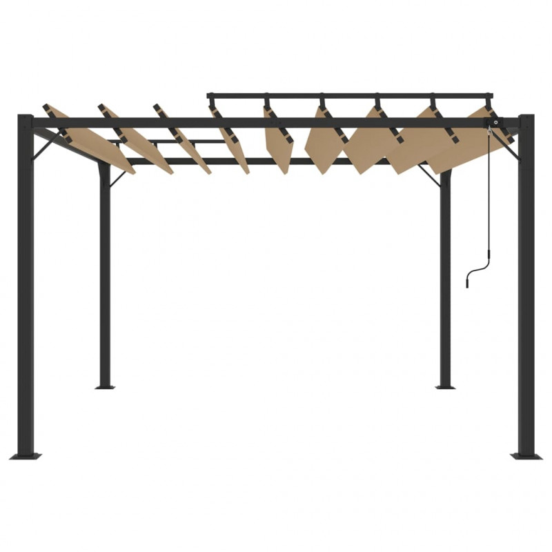 Altana z żaluzjowym dachem 3x3 m, taupe, tkanina i aluminium