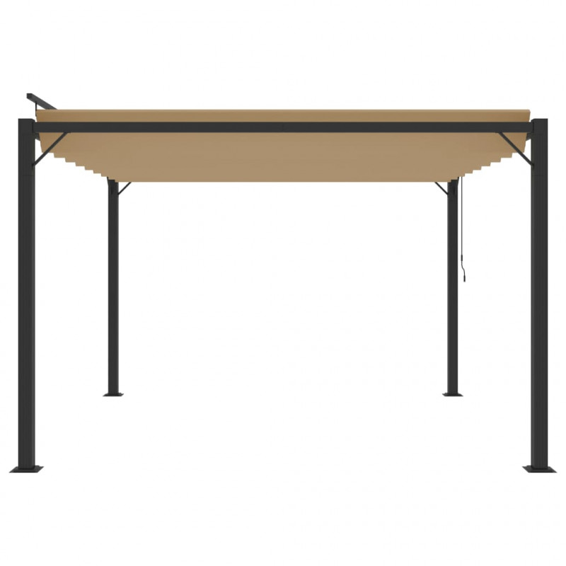 Altana z żaluzjowym dachem 3x3 m, taupe, tkanina i aluminium