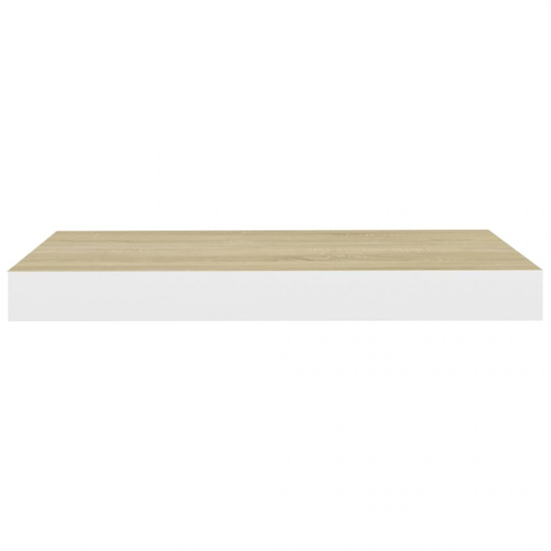 Półka ścienna, dębowo-biała, 40 x 23 x 3,8 cm, MDF