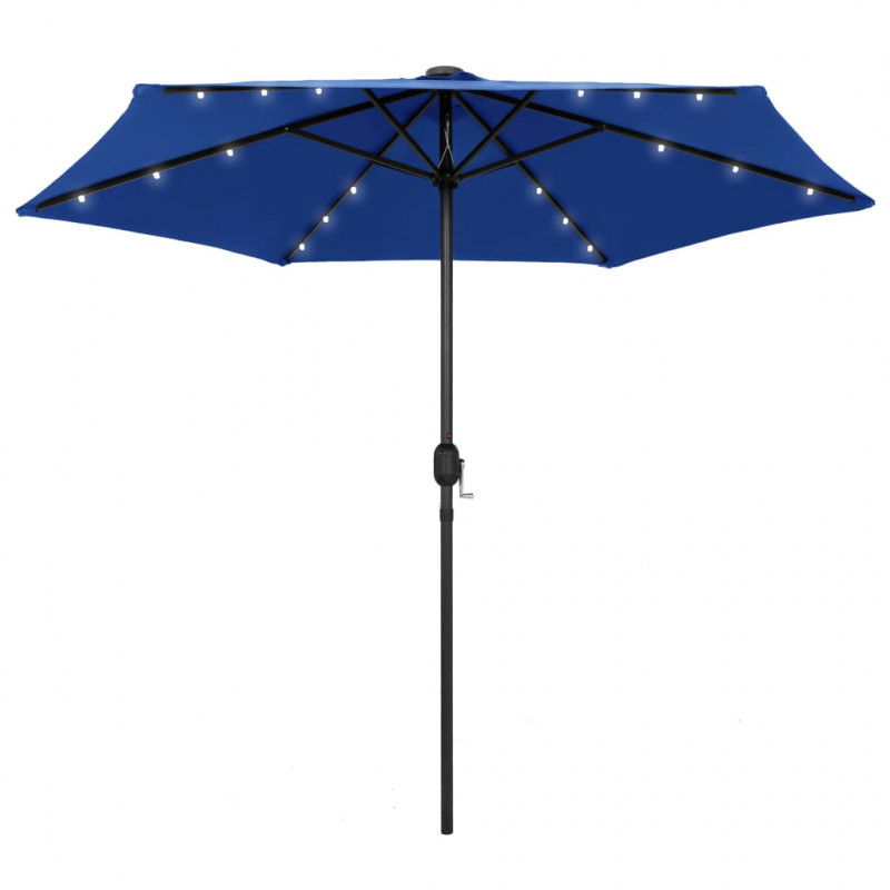 Parasol ogrodowy z LED i aluminiowym słupkiem 270 cm, niebieski