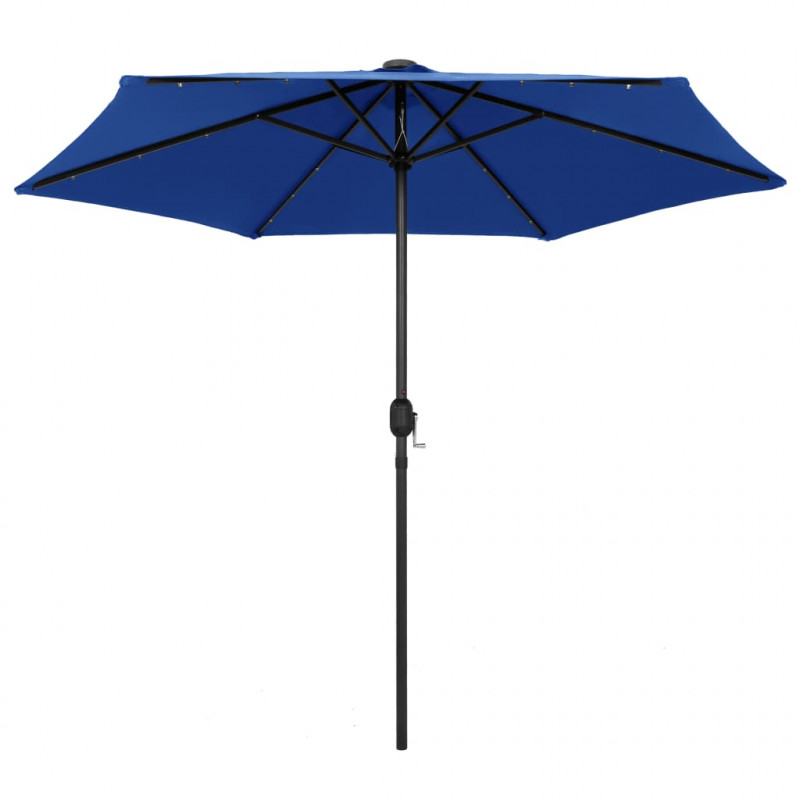 Parasol ogrodowy z LED i aluminiowym słupkiem 270 cm, niebieski