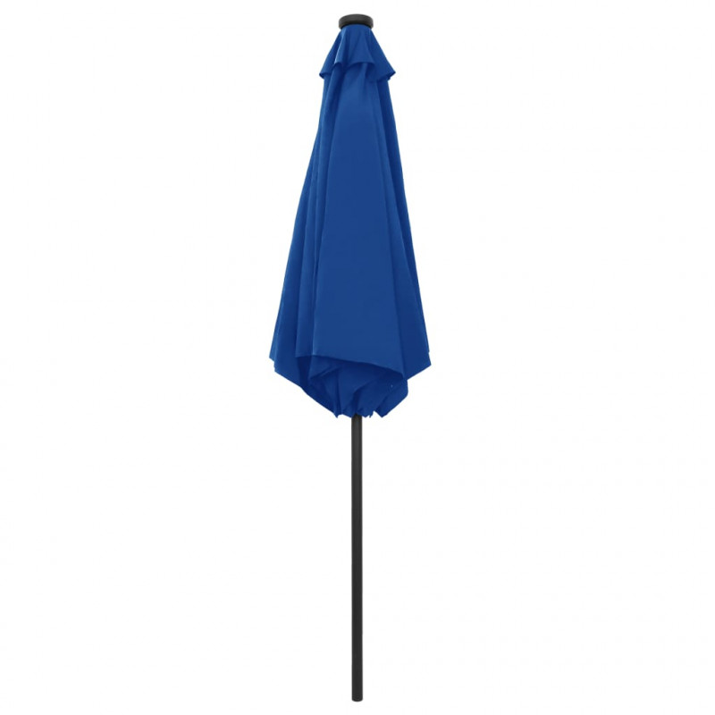 Parasol ogrodowy z LED i aluminiowym słupkiem 270 cm, niebieski