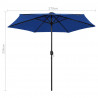 Parasol ogrodowy z LED i aluminiowym słupkiem 270 cm, niebieski