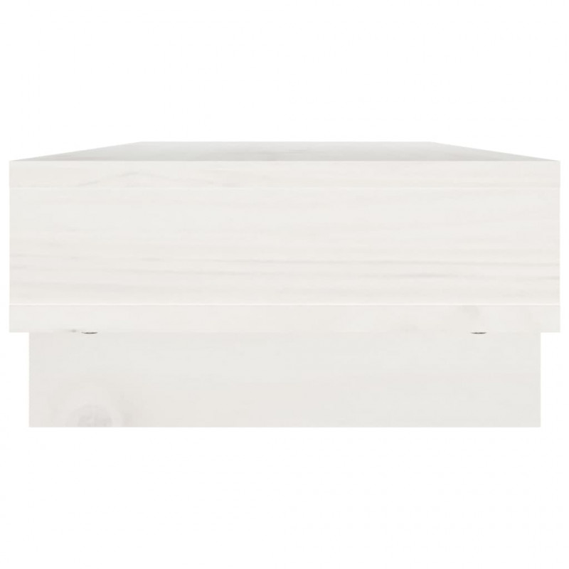 Podstawka na monitor, biała, 60x27x14 cm, lite drewno sosnowe