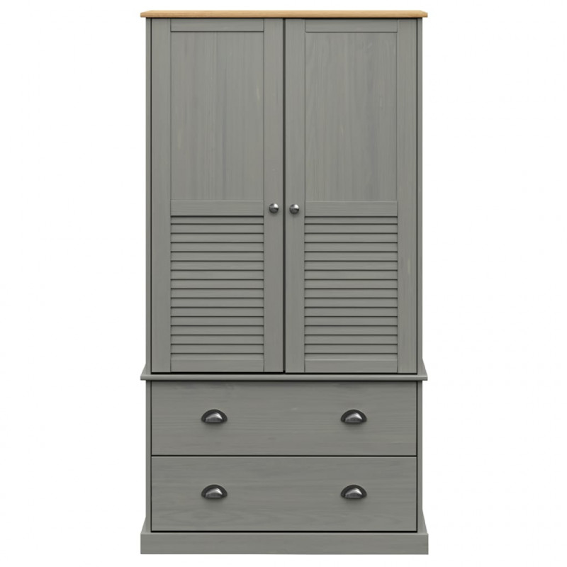 Szafa VIGO, szara, 90x55x176 cm, lite drewno sosnowe