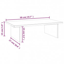 Podstawka na monitor, szara, 50x27x15 cm, lite drewno sosnowe