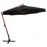 Parasol ogrodowy wiszący, jodłowy słupek, czarny, 3,5x2,9 m