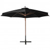 Parasol ogrodowy wiszący, jodłowy słupek, czarny, 3,5x2,9 m