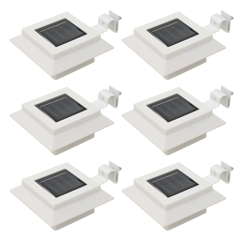 Kwadratowe lampy solarne na zewnątrz, 6 szt., LED, 12 cm, białe