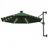 Parasol ogrodowy z LED, ścienny, 300 cm, zielony