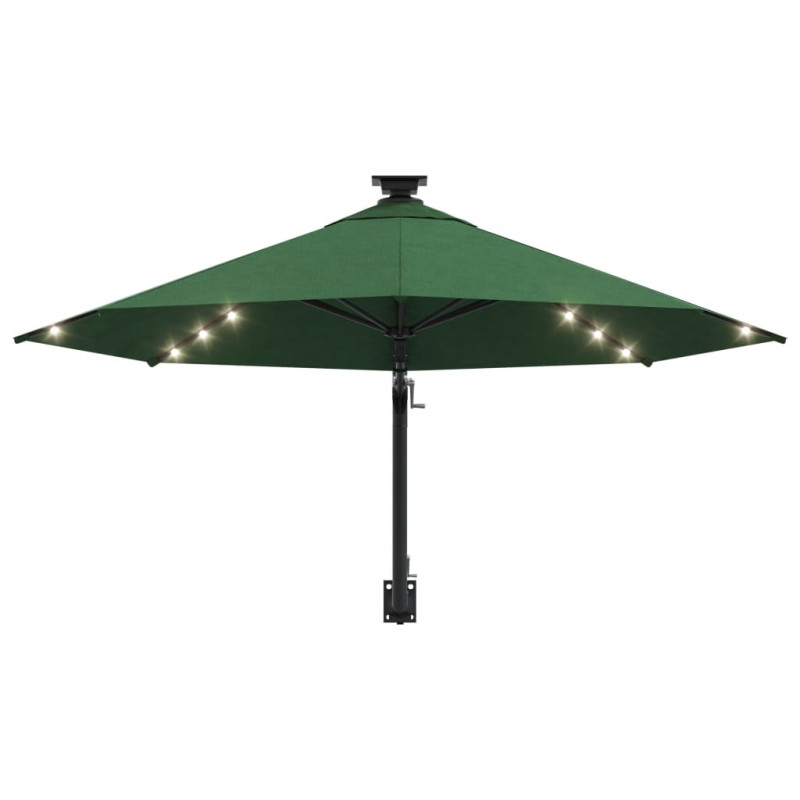 Parasol ogrodowy z LED, ścienny, 300 cm, zielony