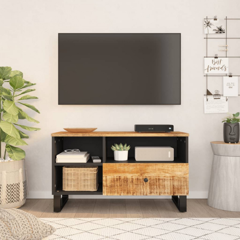 Szafka RTV, 80x33x46 cm, mango i materiał drewnopochodny