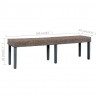 Ławka, 160 cm, szara, naturalny rattan kubu i lite drewno mango