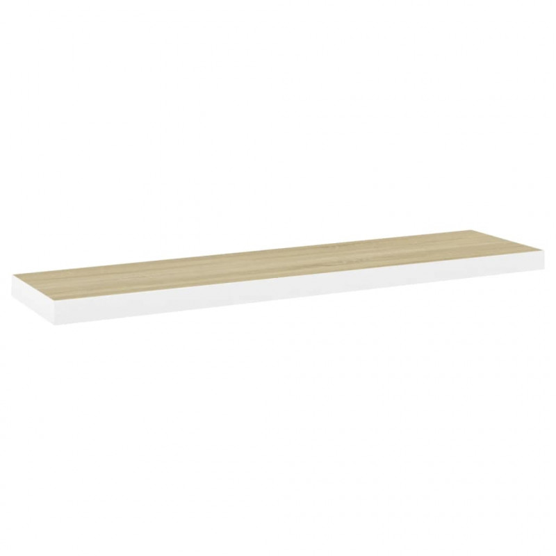 Półki ścienne, 4 szt., dębowo-białe, 120 x 23,5 x 3,8 cm, MDF