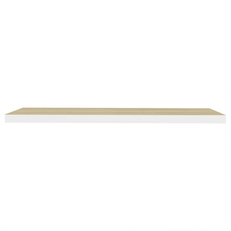 Półki ścienne, 4 szt., dębowo-białe, 120 x 23,5 x 3,8 cm, MDF
