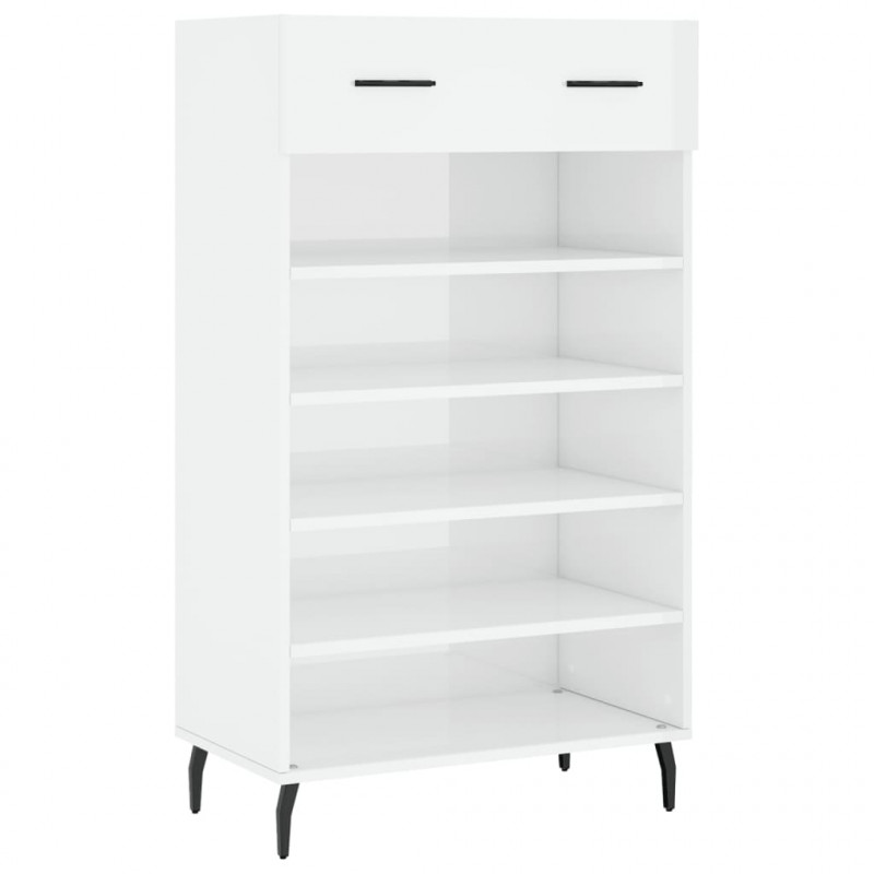Szafka na buty, wysoki połysk, biała, 60x35x105 cm