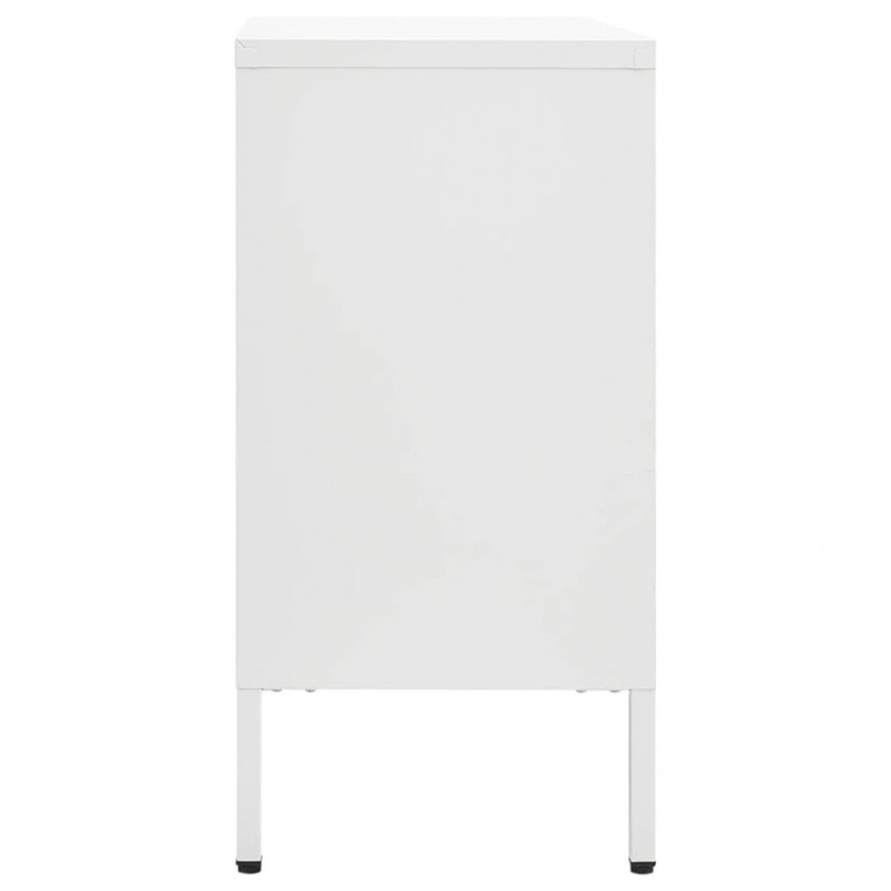 Komoda, biała, 105x35x70 cm, stal i szkło hartowane