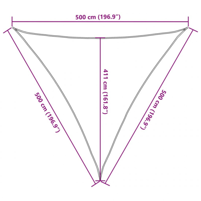Żagiel przeciwsłoneczny, 160 g/m², brązowy, 5x5x5 m, HDPE