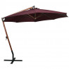Parasol ogrodowy wiszący, jodłowy słupek, bordowy, 3,5x2,9 m