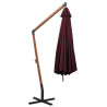 Parasol ogrodowy wiszący, jodłowy słupek, bordowy, 3,5x2,9 m