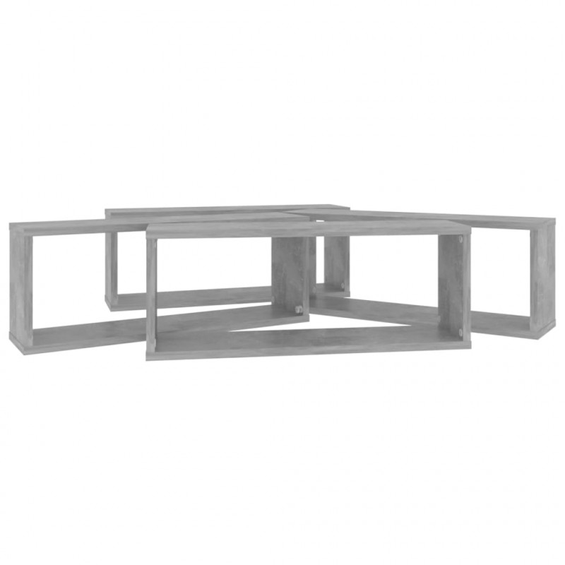 Półki ścienne kostki 4 szt., szarość betonu, 60x15x23 cm