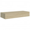 Półki ścienne z szufladą, 2 szt., dąb, 60x23,5x10 cm, MDF