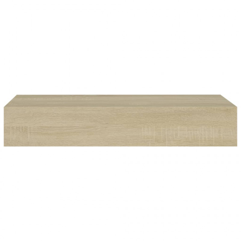 Półki ścienne z szufladą, 2 szt., dąb, 60x23,5x10 cm, MDF