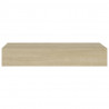 Półki ścienne z szufladą, 2 szt., dąb, 60x23,5x10 cm, MDF