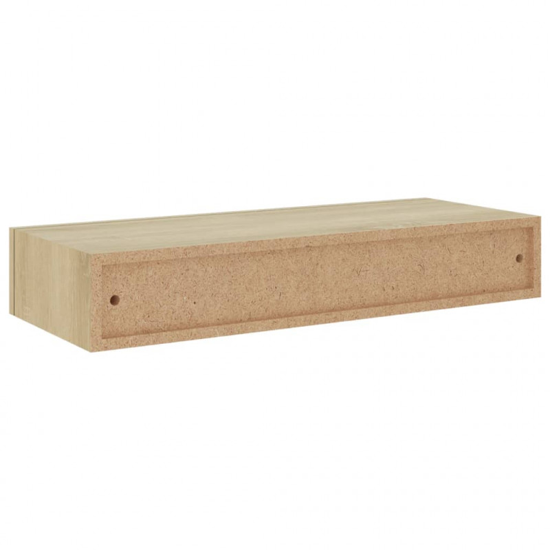 Półki ścienne z szufladą, 2 szt., dąb, 60x23,5x10 cm, MDF