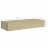 Półki ścienne z szufladą, 2 szt., dąb, 60x23,5x10 cm, MDF