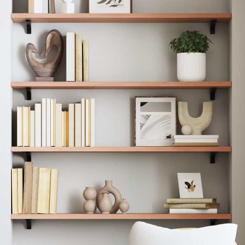 Półka, jasnobrązowa, 100x20x2cm, lakierowane lite drewno dębowe