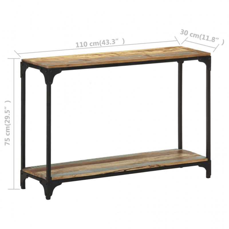 Stolik konsolowy, 110x30x75 cm, lite drewno z odzysku