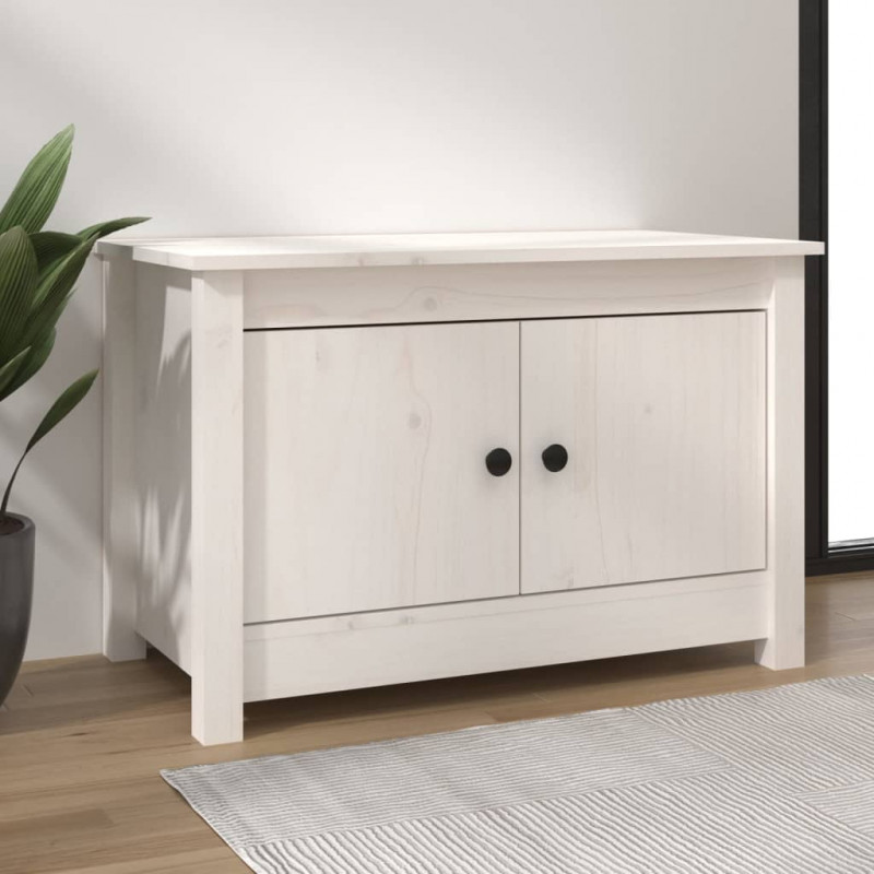 Szafka na buty, biała, 70x38x45,5 cm, lite drewno sosnowe