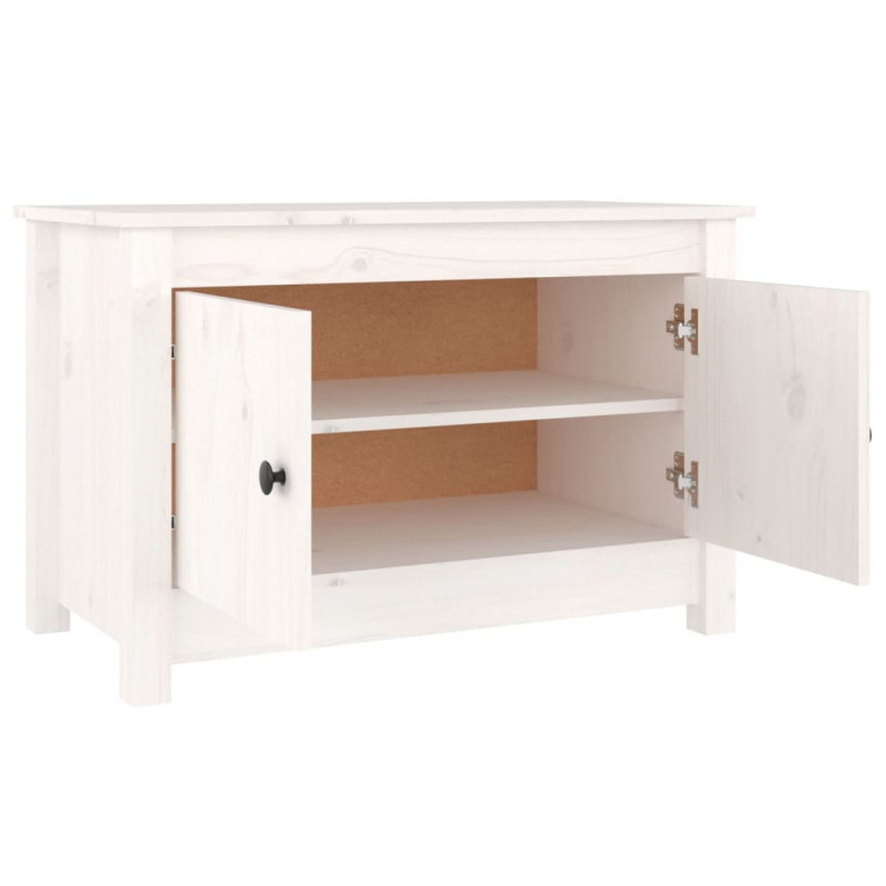 Szafka na buty, biała, 70x38x45,5 cm, lite drewno sosnowe