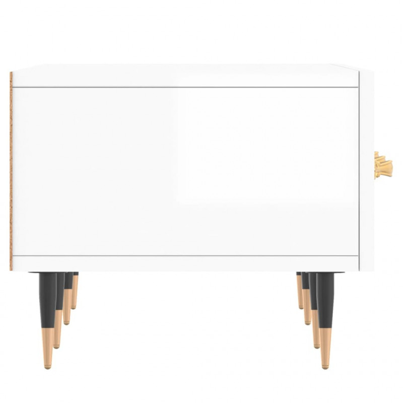Szafka pod TV, wysoki połysk, biała, 150x36x30 cm