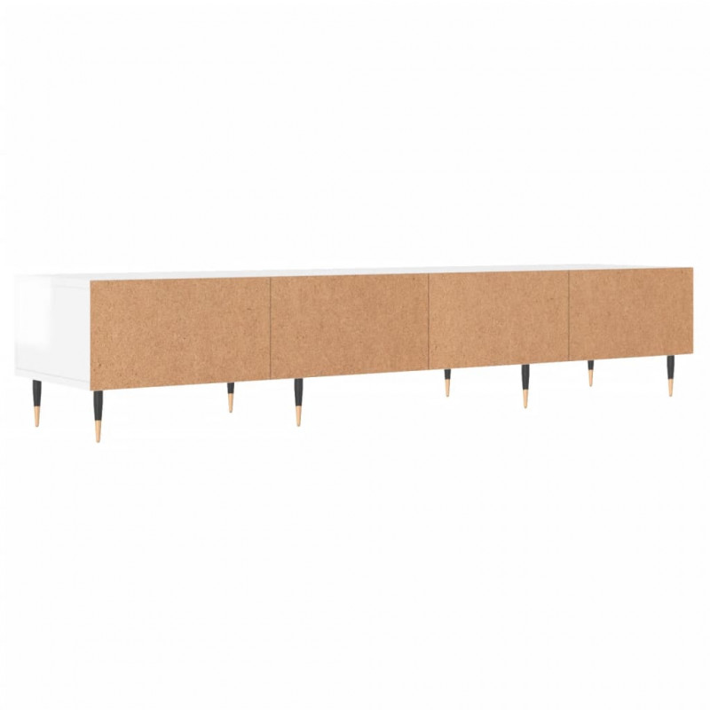Szafka pod TV, wysoki połysk, biała, 150x36x30 cm