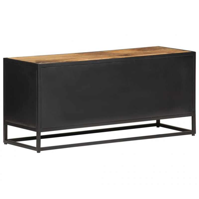 Szafka pod TV, 90x30x40 cm, drewno mango i naturalna trzcina