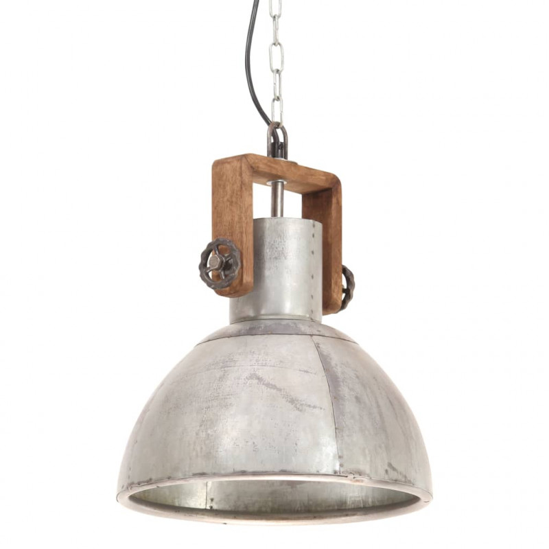 Industrialna lampa wisząca, 25 W, srebrna, okrągła, 30 cm, E27