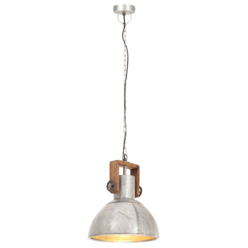 Industrialna lampa wisząca, 25 W, srebrna, okrągła, 30 cm, E27