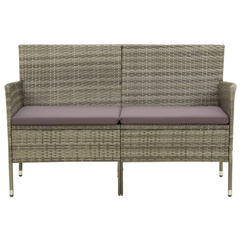 3-osobowa sofa ogrodowa z poduszką, szara, polirattan