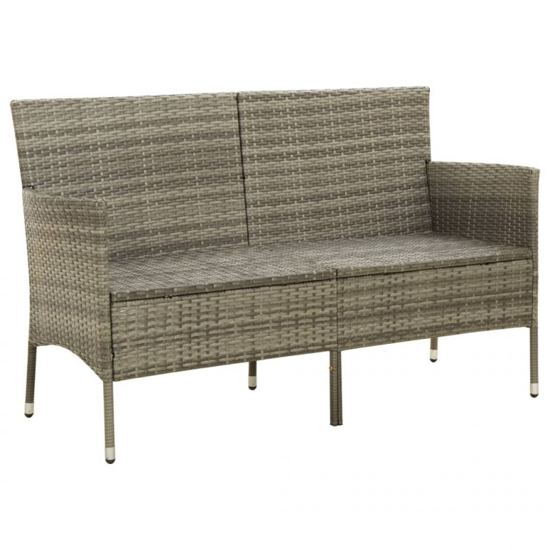 3-osobowa sofa ogrodowa z poduszką, szara, polirattan