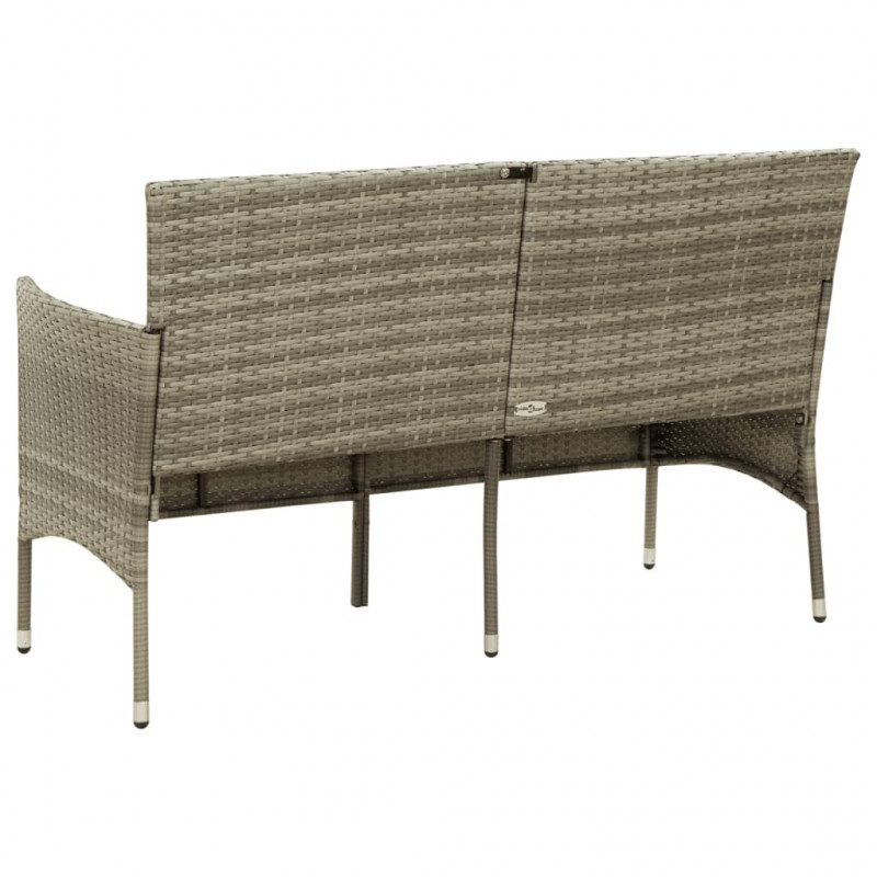 3-osobowa sofa ogrodowa z poduszką, szara, polirattan