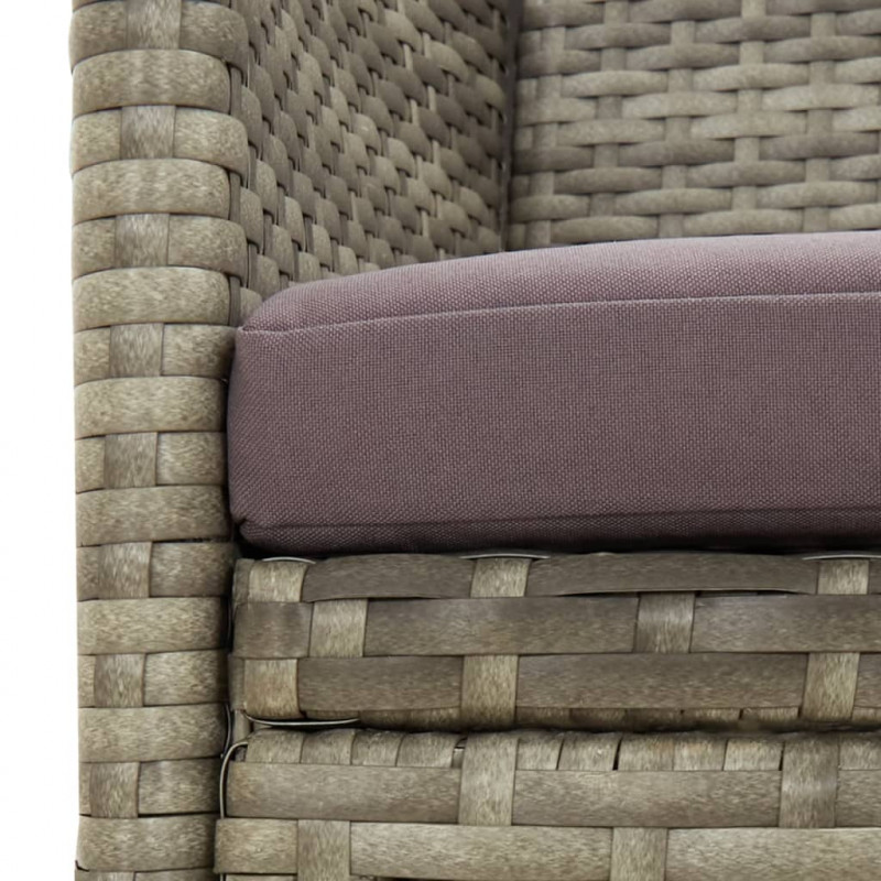 3-osobowa sofa ogrodowa z poduszką, szara, polirattan