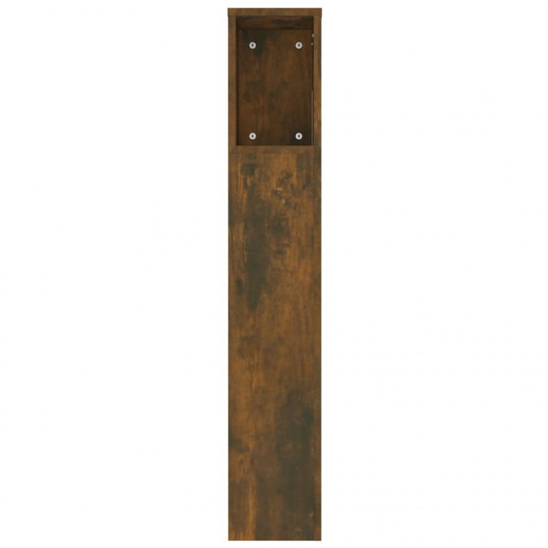 Wezgłowie łóżka z półkami, przydymiony dąb, 220x18,5x104,5 cm